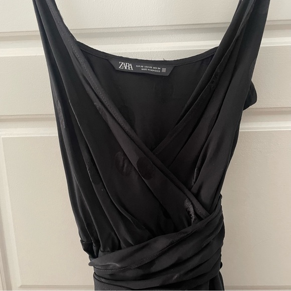 ZARA black wrap polka dot maxi dress US Size XS - Picture 2 of 4